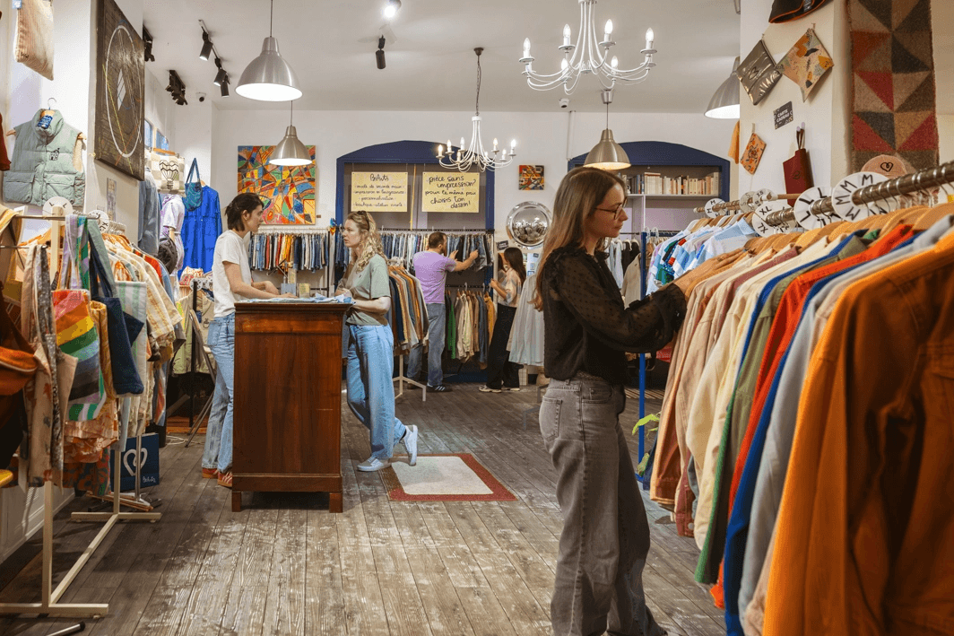 Boutique caisse portants clients BiArts Toulouse