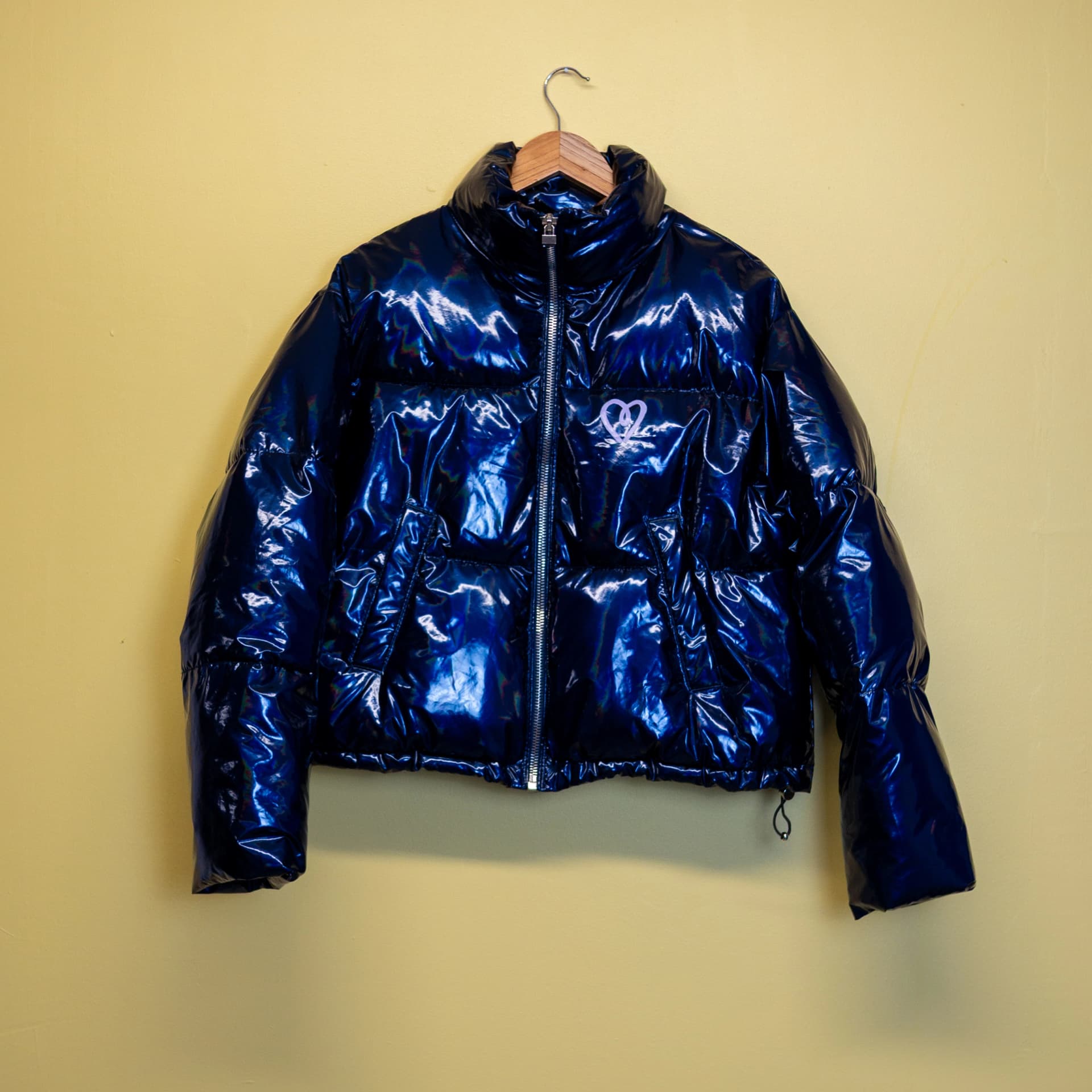 Doudoune Bleu Métallisé "Coeur"